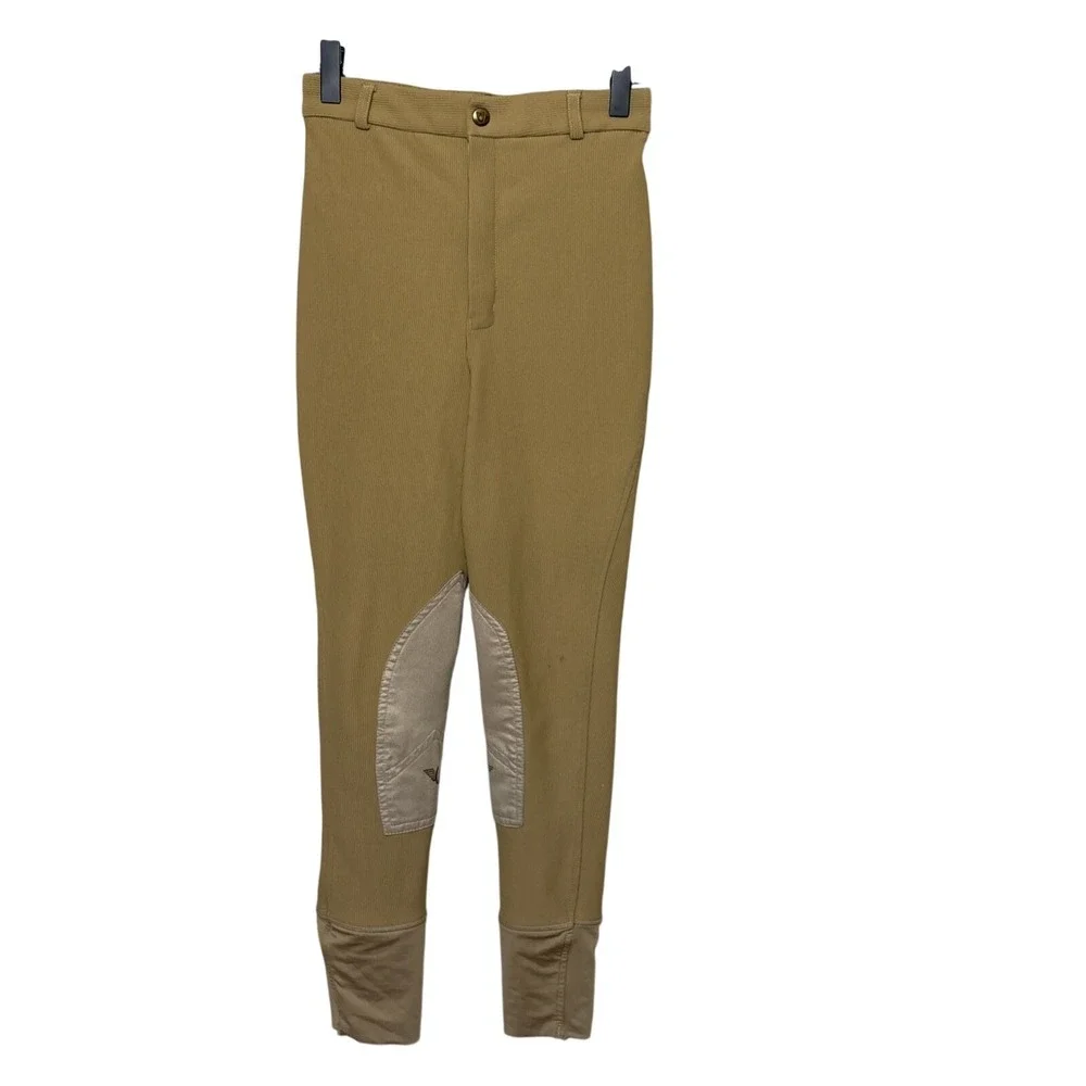 TUFF RIDER Tan Equestrian Riding Faux Suede Ribbed Breeches Pants‎ Girls 16